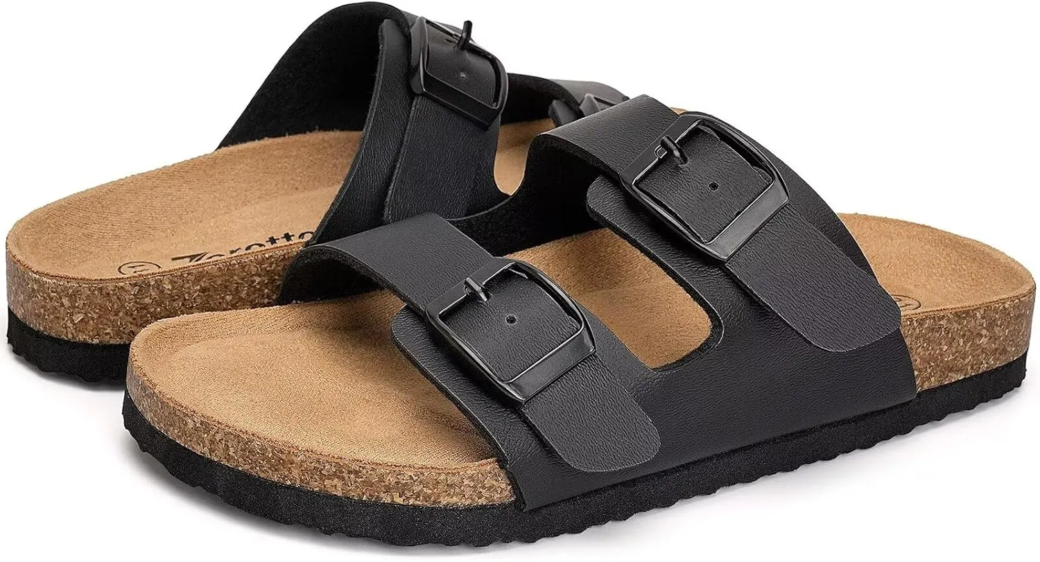 Torotto Kids Sandals Boys Girls Slide Summer Non-slip Cork Glitter Toddler Slippers with Adjustable Straps for Indoor & Outdoor