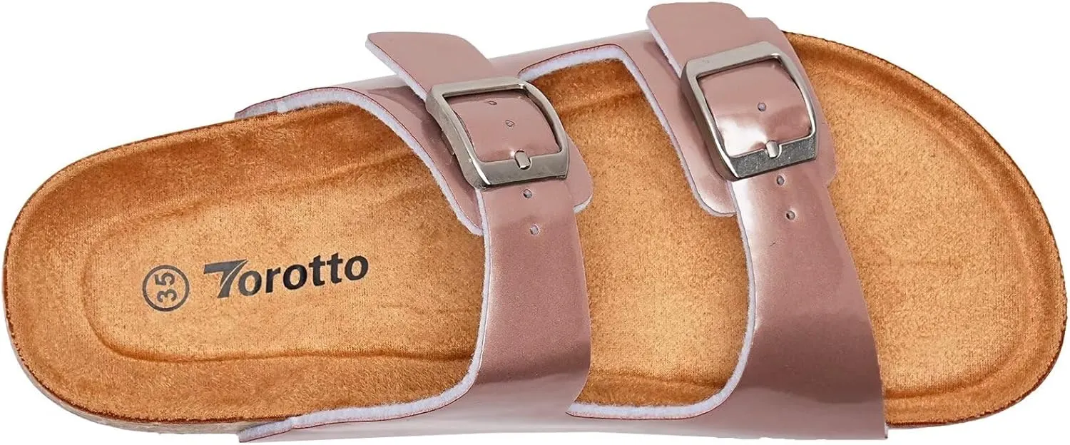 Torotto Kids Sandals Boys Girls Slide Summer Non-slip Cork Sandals with Adjustable Straps for Indoor & Outdoor