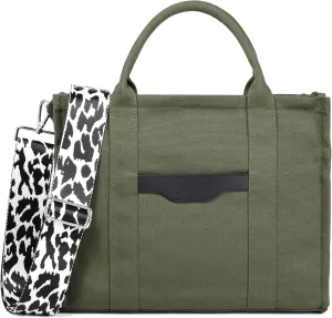 Tote Bag for Women Canvas Zip Top Handle Women's Handbag Multi Pockets Travel Crossbody Shoulder Bag