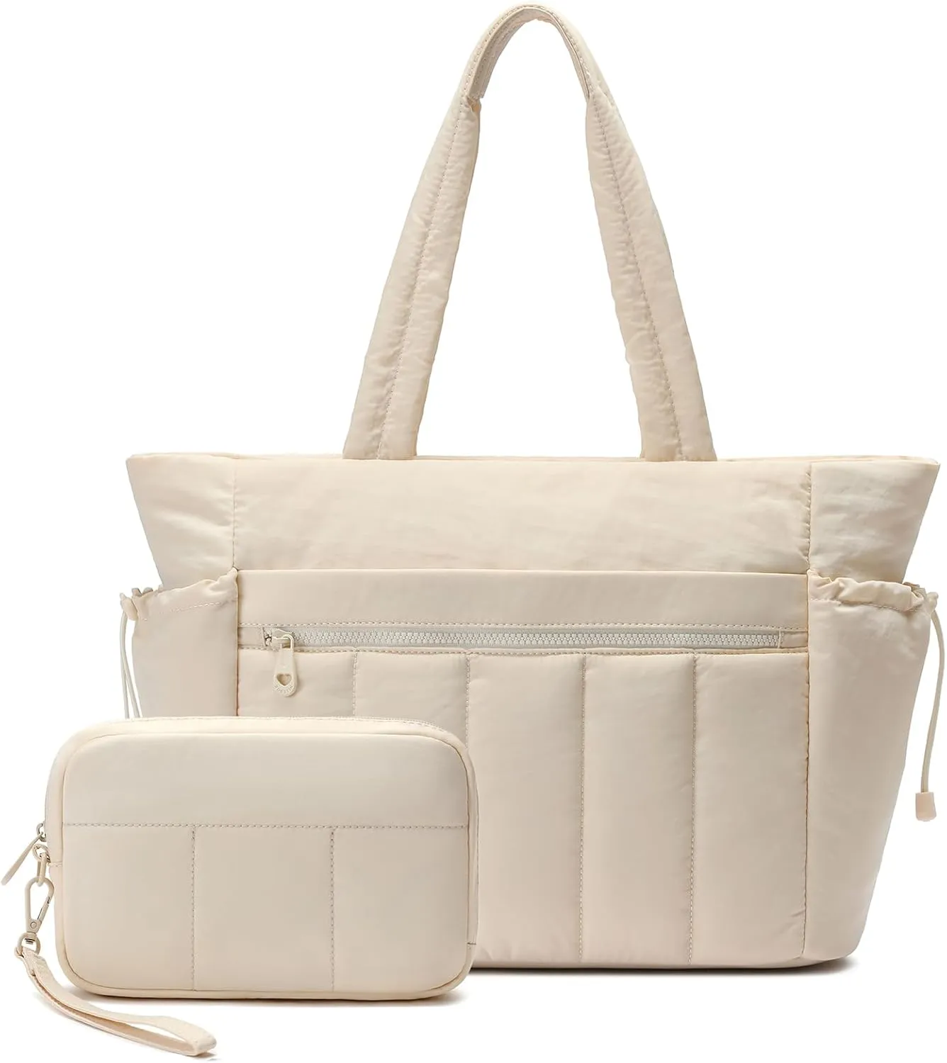 Tote Bag for Women, Lightweight Puffer Tote Bag with Compartments, Quilted Shoulder Bag Handbag with Zipper for Work