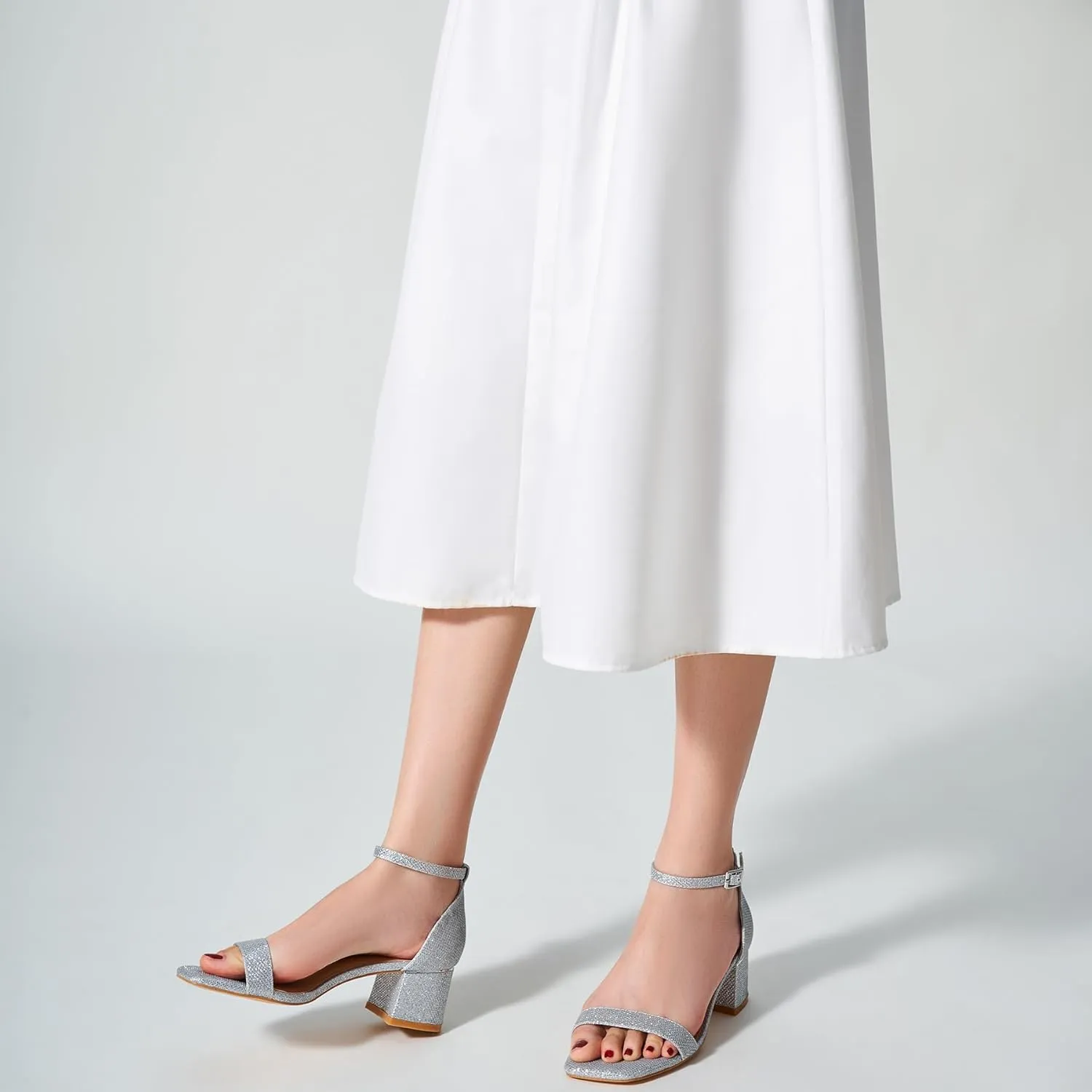 Trary Low Heels for Women Square Open Toe Ankle Strap Women's Pumps Dressy Shoes Block Chunky Heels Comfy Fashion Heeled Sandals for Women 2025 Adjustable Buckle 2.16 Inches Work Causal Party Wedding
