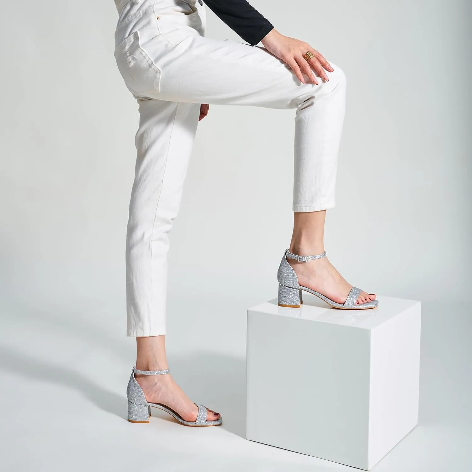 Trary Low Heels for Women Square Open Toe Ankle Strap Women's Pumps Dressy Shoes Block Chunky Heels Comfy Fashion Heeled Sandals for Women 2025 Adjustable Buckle 2.16 Inches Work Causal Party Wedding