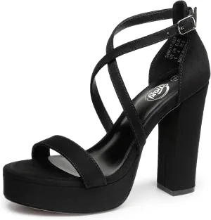 Trary Women's Strappy Platform Chunky High Heels Sandals Fashion Comfortable Open Toe Block Heels for Women Dress Wedding Party Shoes