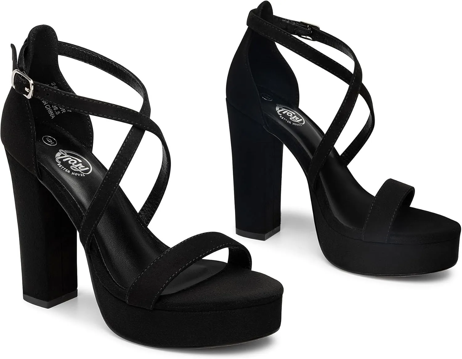 Trary Women's Strappy Platform Chunky High Heels Sandals Fashion Comfortable Open Toe Block Heels for Women Dress Wedding Party Shoes