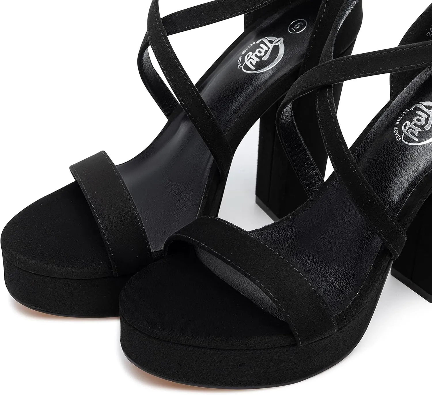 Trary Women's Strappy Platform Chunky High Heels Sandals Fashion Comfortable Open Toe Block Heels for Women Dress Wedding Party Shoes