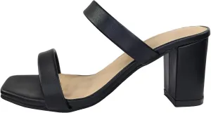 TruFox Womens Chunky Block Heels Square Open Toe heels Comfortable Two Strap Slip On Slides for Prom Wedding party Dress Shoes
