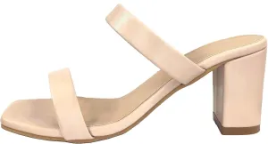 TruFox Womens Chunky Block Heels Square Open Toe heels Comfortable Two Strap Slip On Slides for Prom Wedding party Dress Shoes