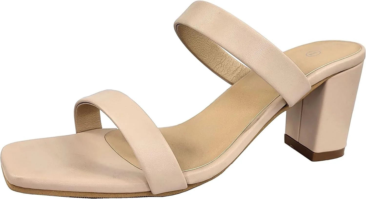 TruFox Womens Chunky Block Heels Square Open Toe heels Comfortable Two Strap Slip On Slides for Prom Wedding party Dress Shoes