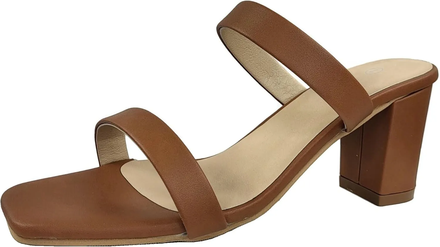 TruFox Womens Chunky Block Heels Square Open Toe heels Comfortable Two Strap Slip On Slides for Prom Wedding party Dress Shoes