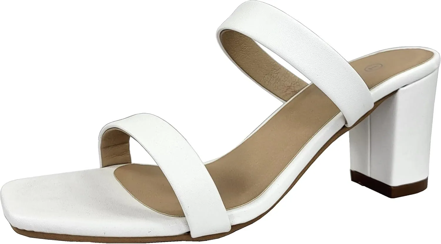 TruFox Womens Chunky Block Heels Square Open Toe heels Comfortable Two Strap Slip On Slides for Prom Wedding party Dress Shoes