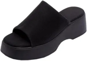 TruFox Women's Platform Sandals Wedge Slides Open Toe Comfort Padded Band Slip On