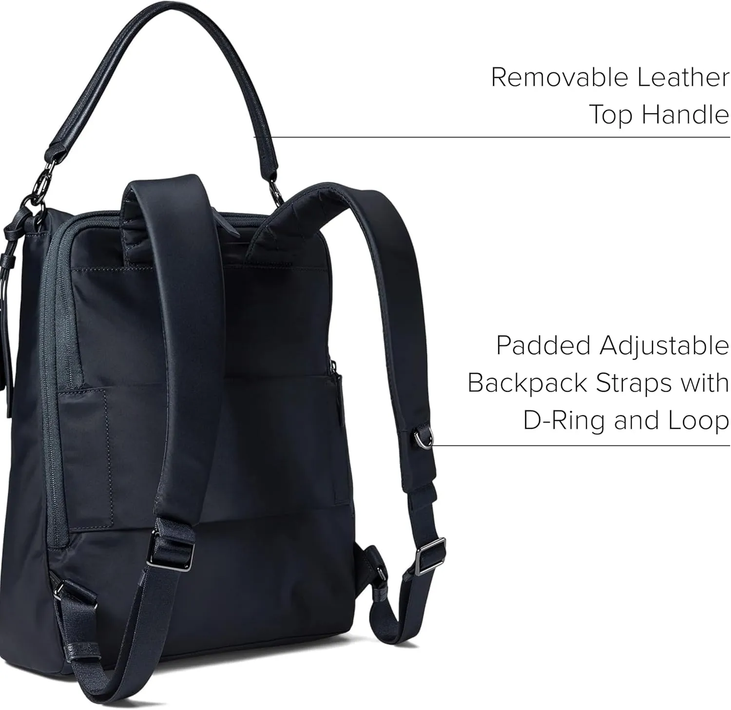 TUMI - Voyageur Leigh Backpack/Tote - Versatile Backpack & Tote for Travel, Daily Use, Commute & More - Black with Gunmetal Hardware