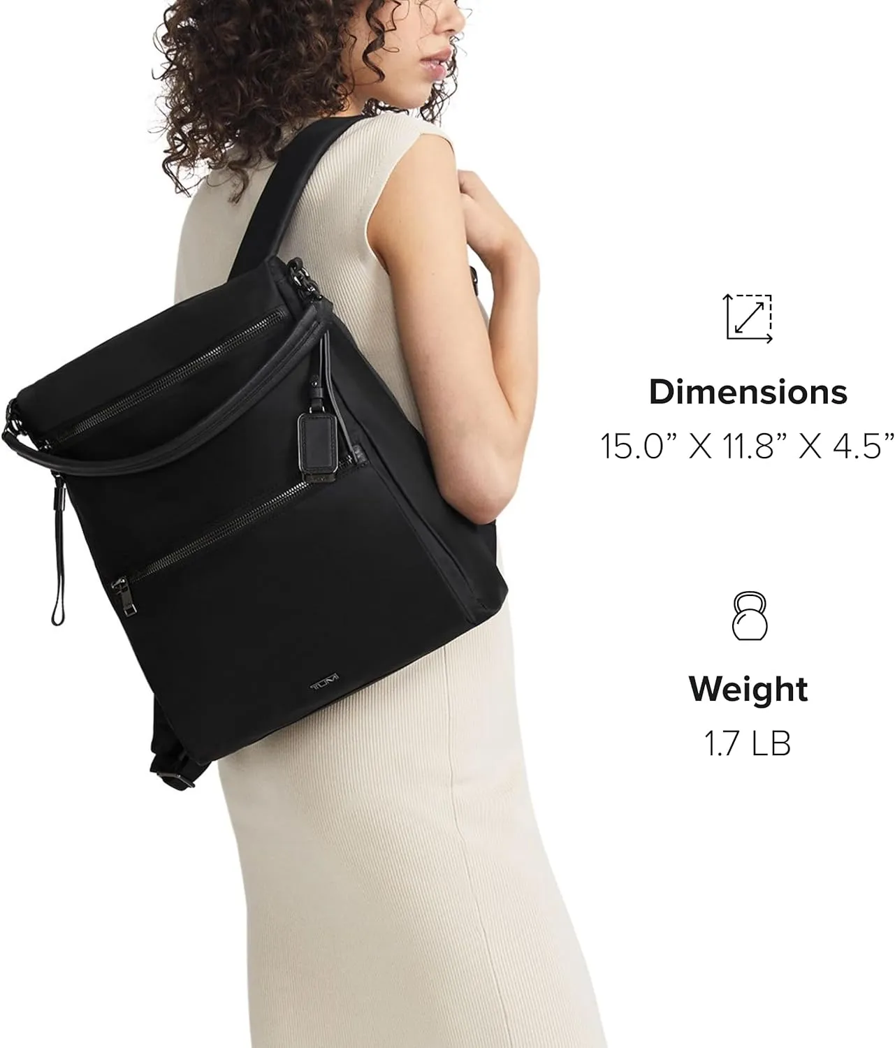 TUMI - Voyageur Leigh Backpack/Tote - Versatile Backpack & Tote for Travel, Daily Use, Commute & More - Black with Gunmetal Hardware