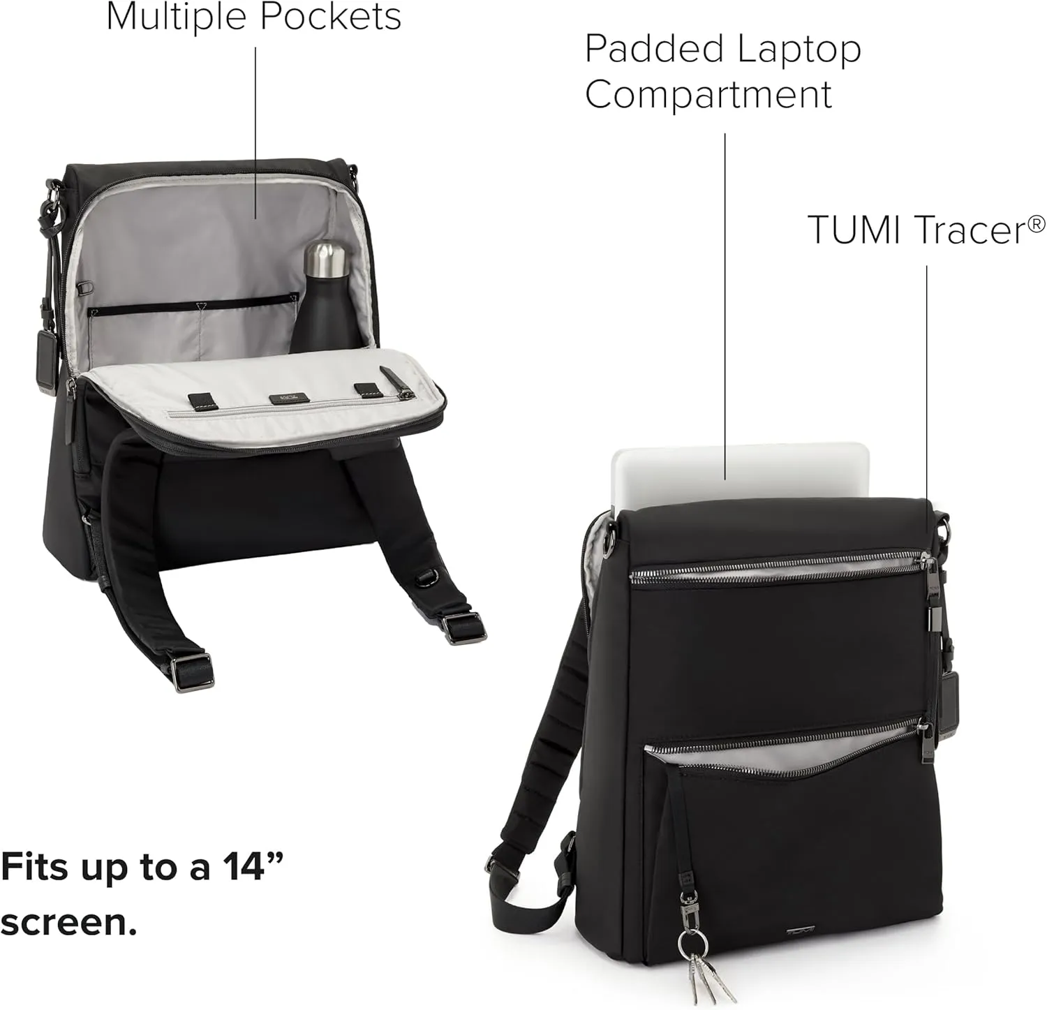 TUMI - Voyageur Leigh Backpack/Tote - Versatile Backpack & Tote for Travel, Daily Use, Commute & More - Black with Gunmetal Hardware