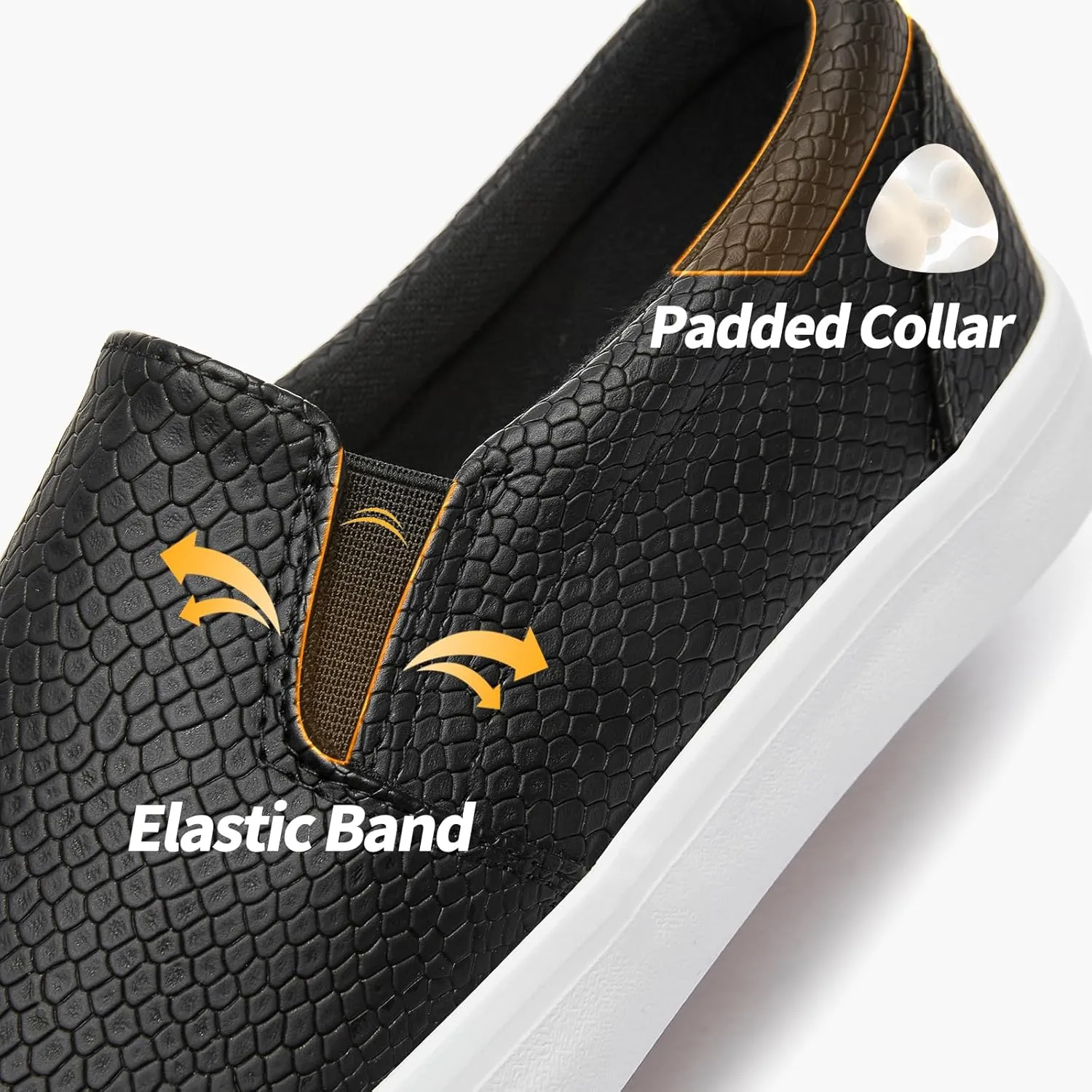 TUOPIN Womens Synthetic Leather Slip On Shoes,Padded Collar Slip on Sneakers for Women,Casual Loafers Walking Shoes