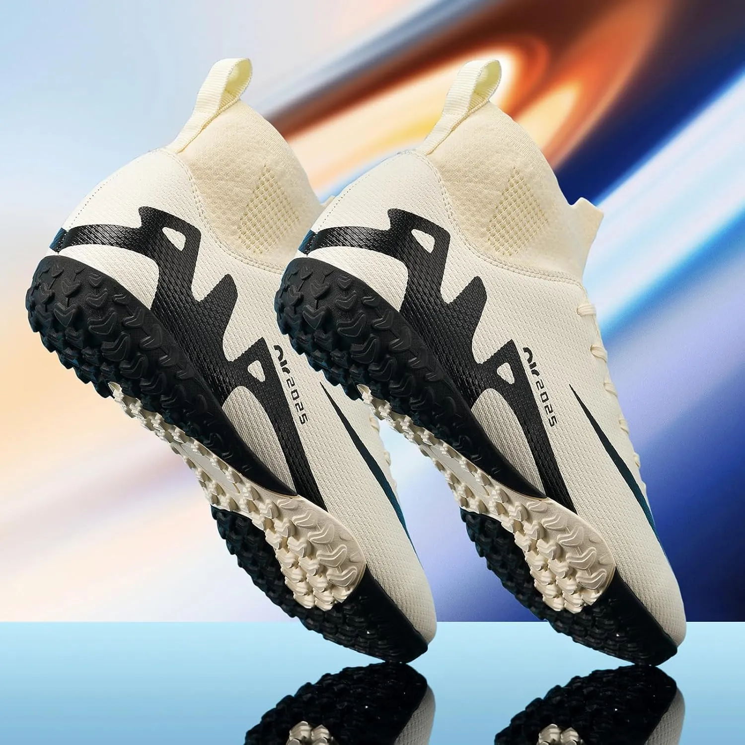 Turf Mens High-Top Soccer Cleats Womens Football Shoes for Boys Girls Beginners Lightweight Youth Professional Indoor Outdoor Black Purple Pink Beige