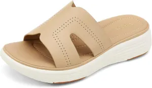 UBFEN Womens Platform Sandals Comfortable Walking Slide Soft Cushioning Footbed Casual Dressy Wedge Sandals