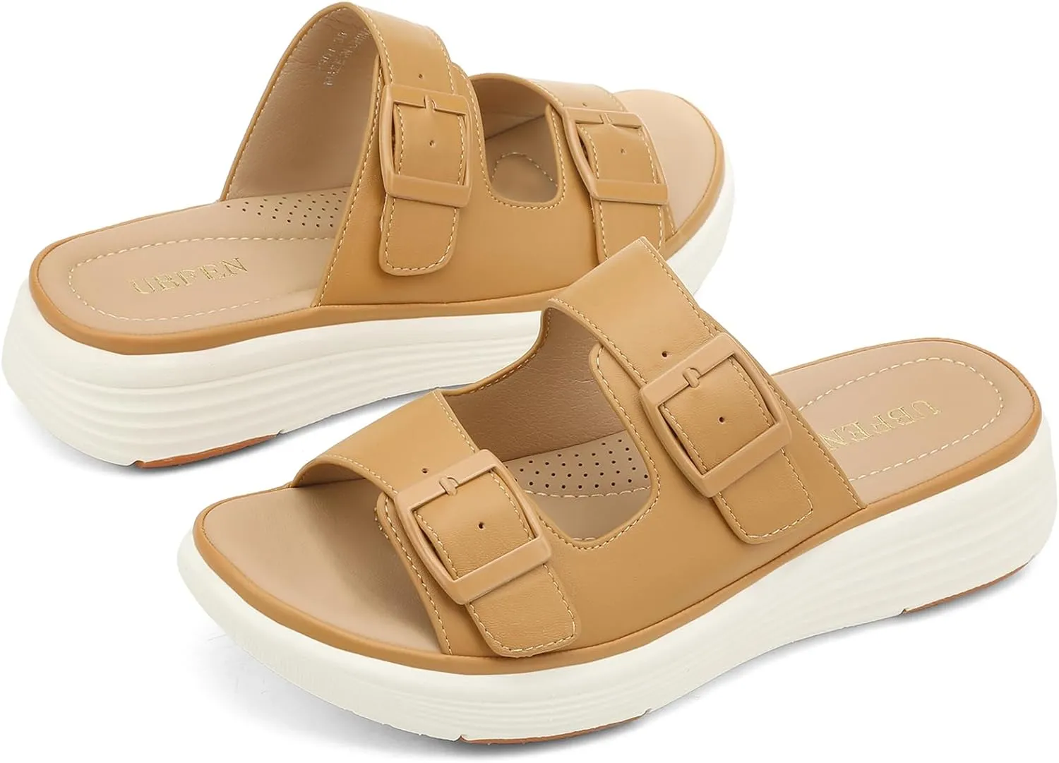 UBFEN Womens Platform Sandals Comfortable Walking Slide Soft Cushioning Footbed Casual Dressy Wedge Sandals