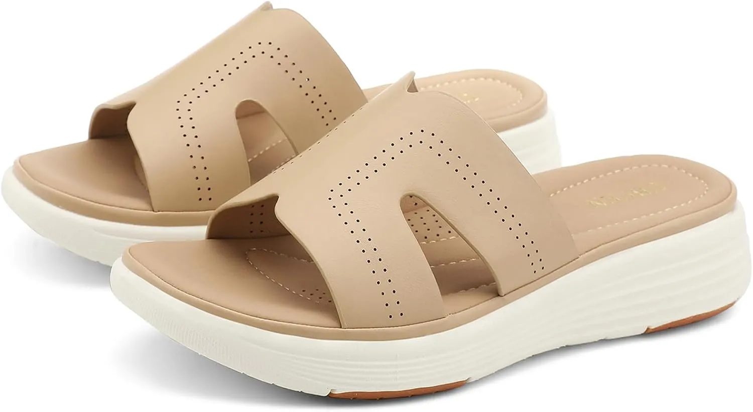 UBFEN Womens Platform Sandals Comfortable Walking Slide Soft Cushioning Footbed Casual Dressy Wedge Sandals