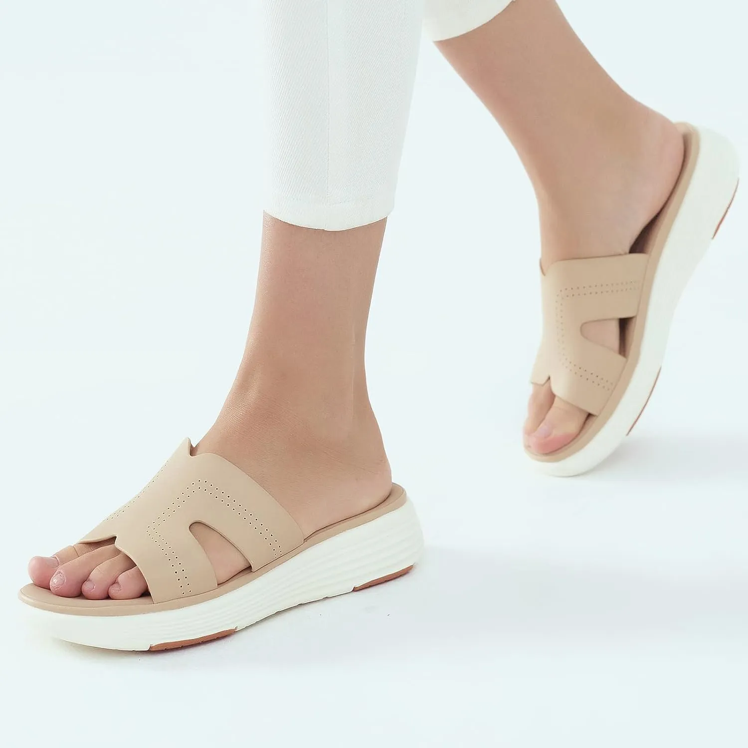 UBFEN Womens Platform Sandals Comfortable Walking Slide Soft Cushioning Footbed Casual Dressy Wedge Sandals