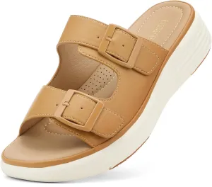 UBFEN Womens Platform Sandals Comfortable Walking Slide Soft Cushioning Footbed Casual Dressy Wedge Sandals