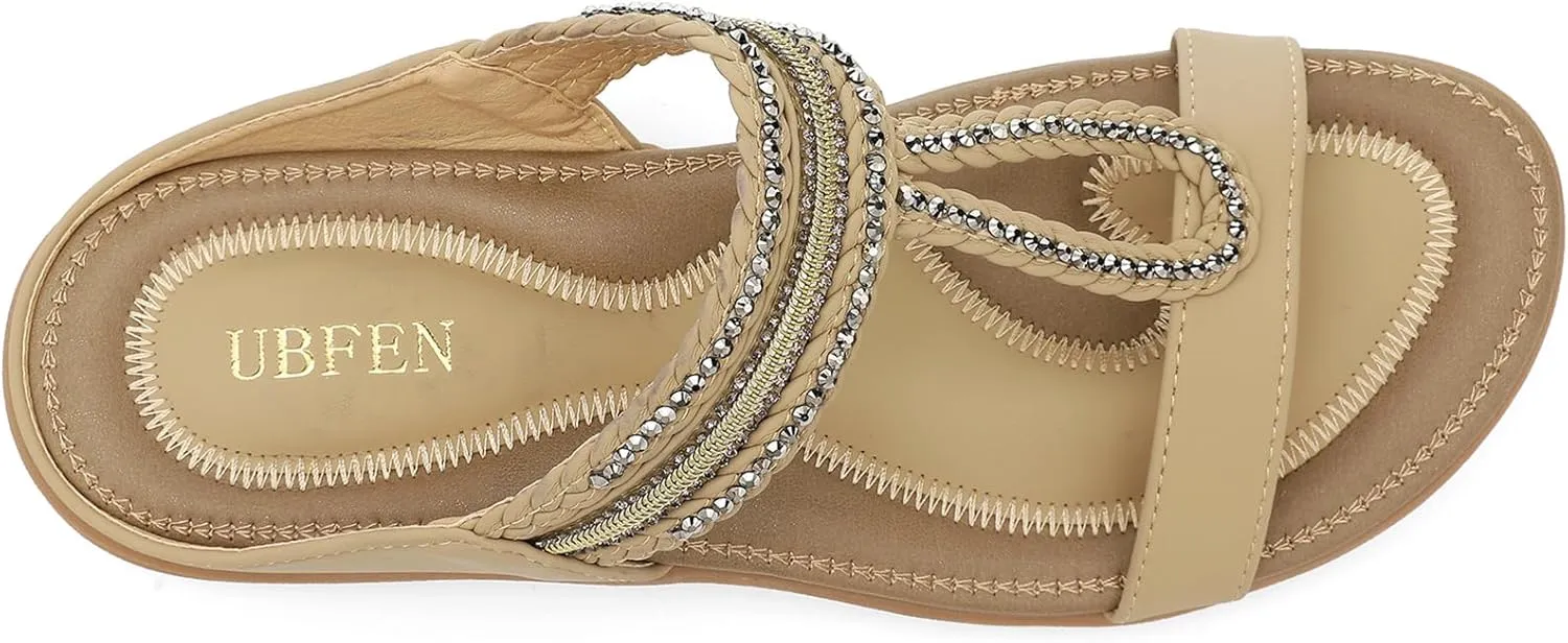 UBFEN Womens Slides Walking Sandals Comfortable Platform Slip On Dressy Summer