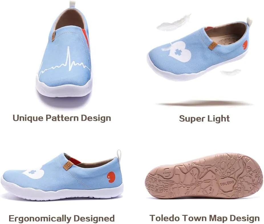 UIN Women's Slip On Sneakers Casual Loafers Knitted Art Painted Comfort Soft Walking Shoes