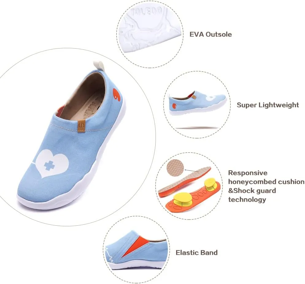 UIN Women's Slip On Sneakers Casual Loafers Knitted Art Painted Comfort Soft Walking Shoes