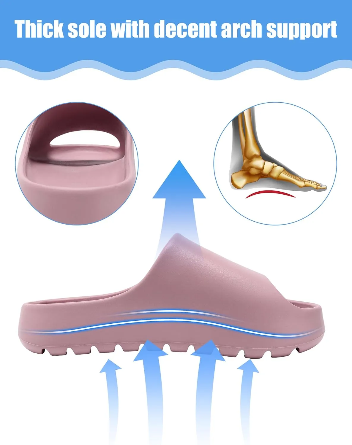 Unisex Cloud Slippers, Waterproof House Slide Sandals Shower Shoes Bathroom, Walking Sandals Women Comfortable Indoor Outdoor Pool Beach