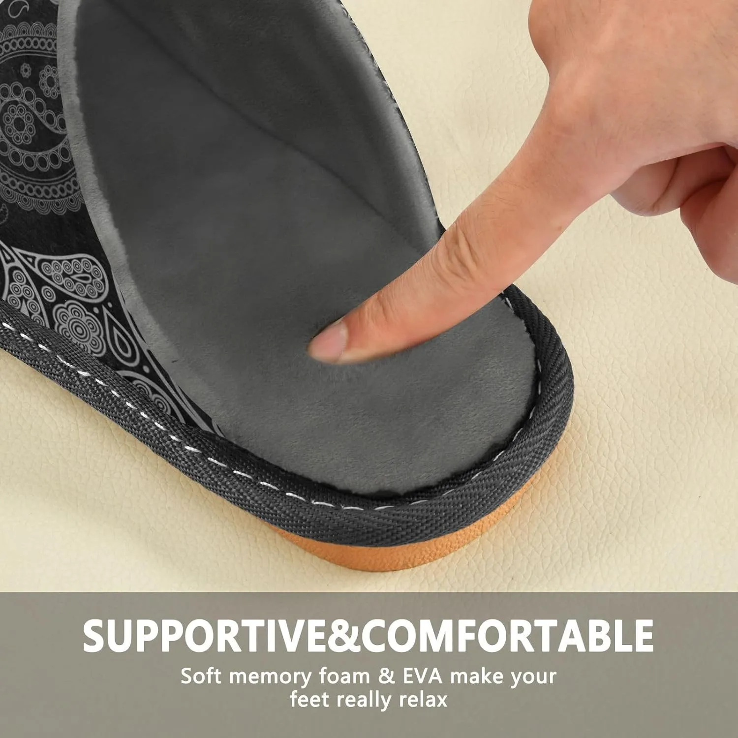 Unisex Fuzzy Foam Slippers Non-Skid Slip-on Soft Warm Sole Fleece Shoes 4-11