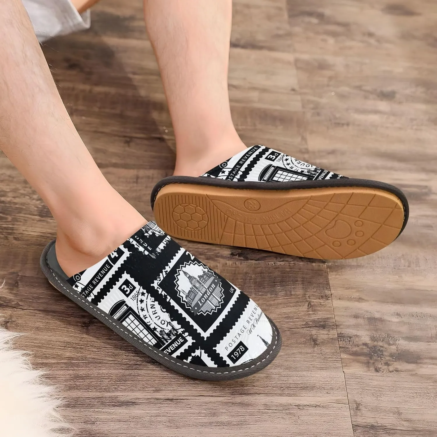 Unisex Fuzzy Foam Slippers Non-Skid Slip-on Soft Warm Sole Fleece Shoes 4-11