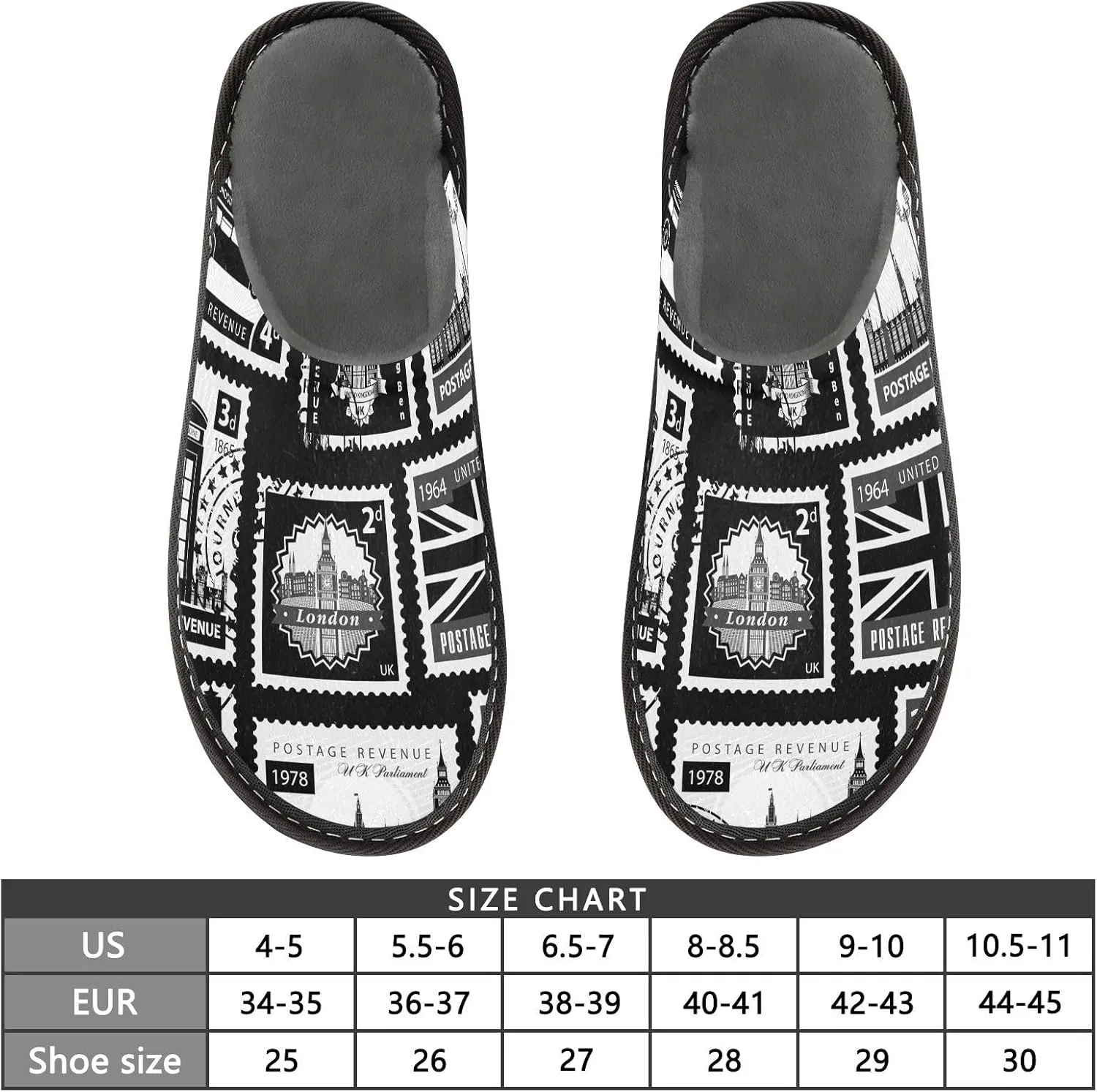 Unisex Fuzzy Foam Slippers Non-Skid Slip-on Soft Warm Sole Fleece Shoes 4-11