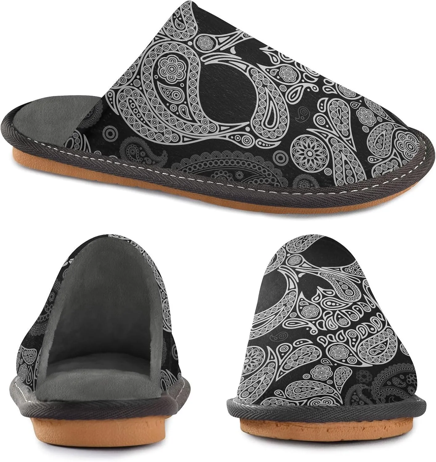 Unisex Fuzzy Foam Slippers Non-Skid Slip-on Soft Warm Sole Fleece Shoes 4-11