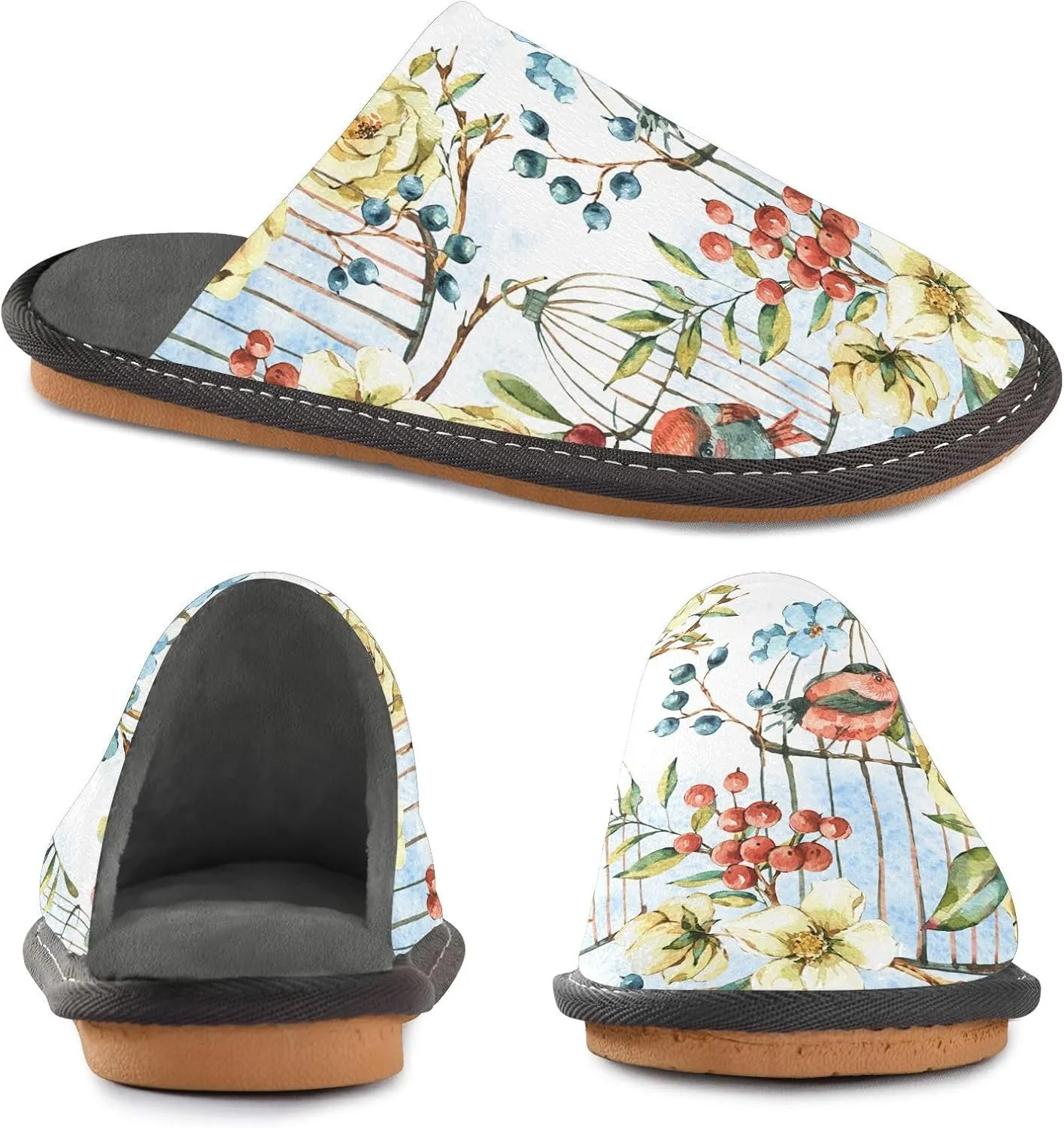Unisex Fuzzy Foam Slippers Non-Skid Slip-on Soft Warm Sole Fleece Shoes 4-11