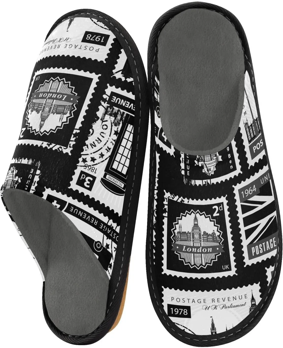 Unisex Fuzzy Foam Slippers Non-Skid Slip-on Soft Warm Sole Fleece Shoes 4-11