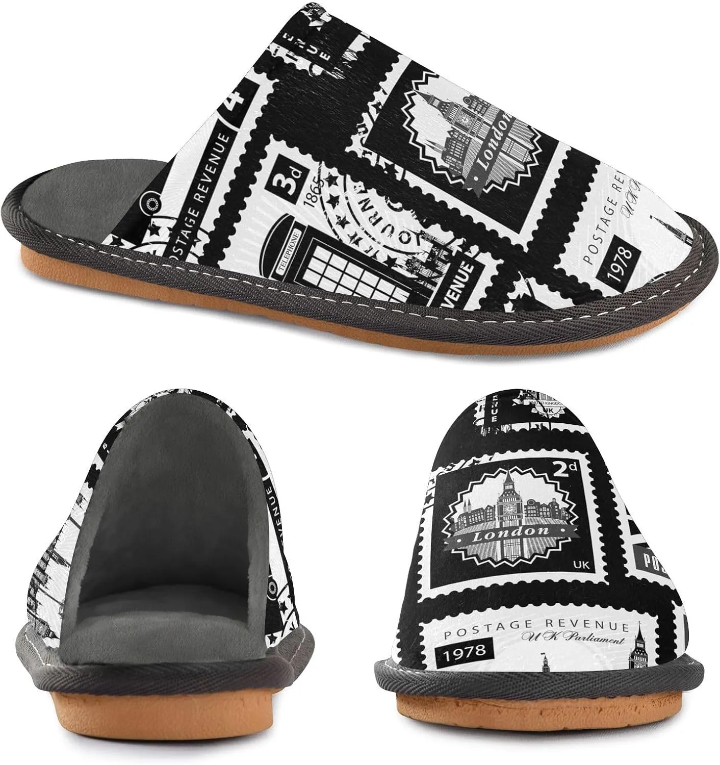 Unisex Fuzzy Foam Slippers Non-Skid Slip-on Soft Warm Sole Fleece Shoes 4-11