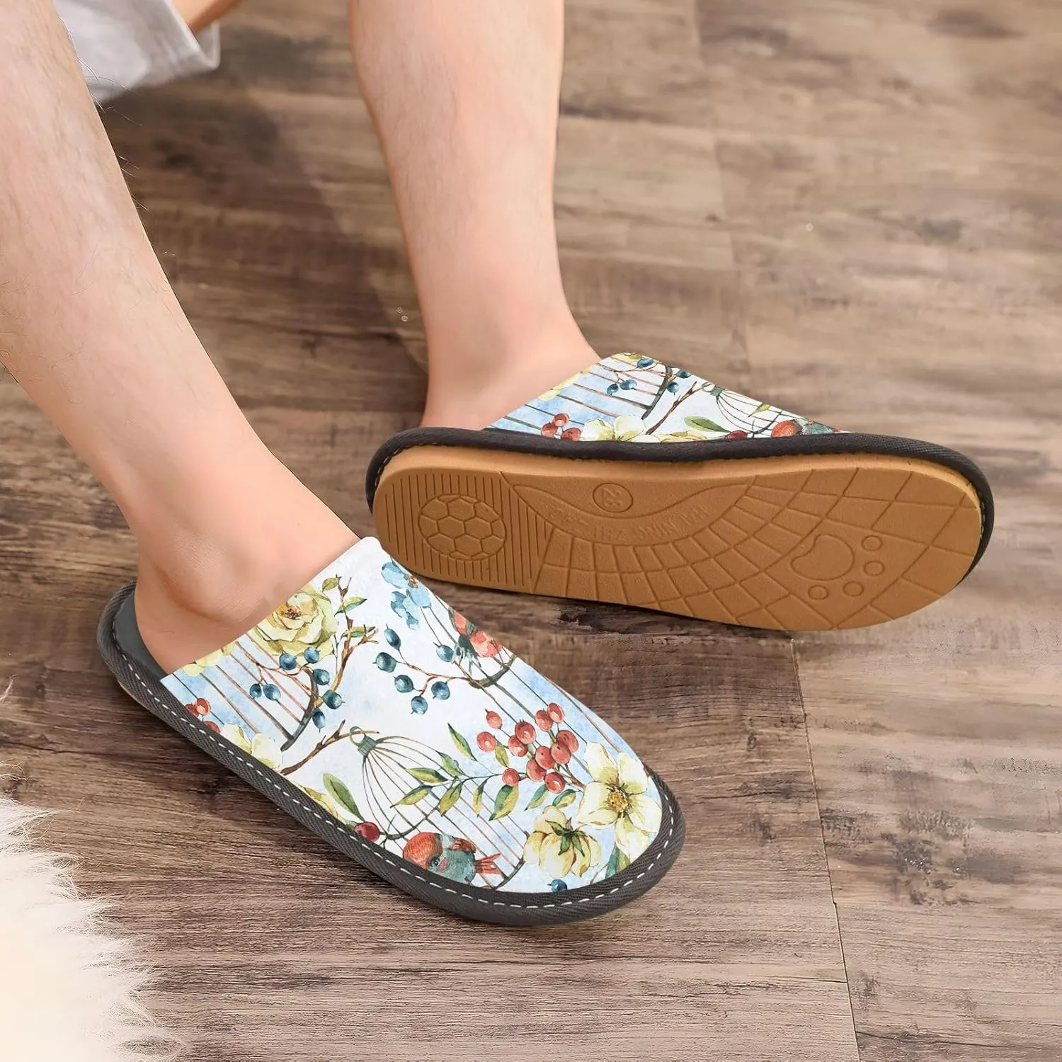 Unisex Fuzzy Foam Slippers Non-Skid Slip-on Soft Warm Sole Fleece Shoes 4-11