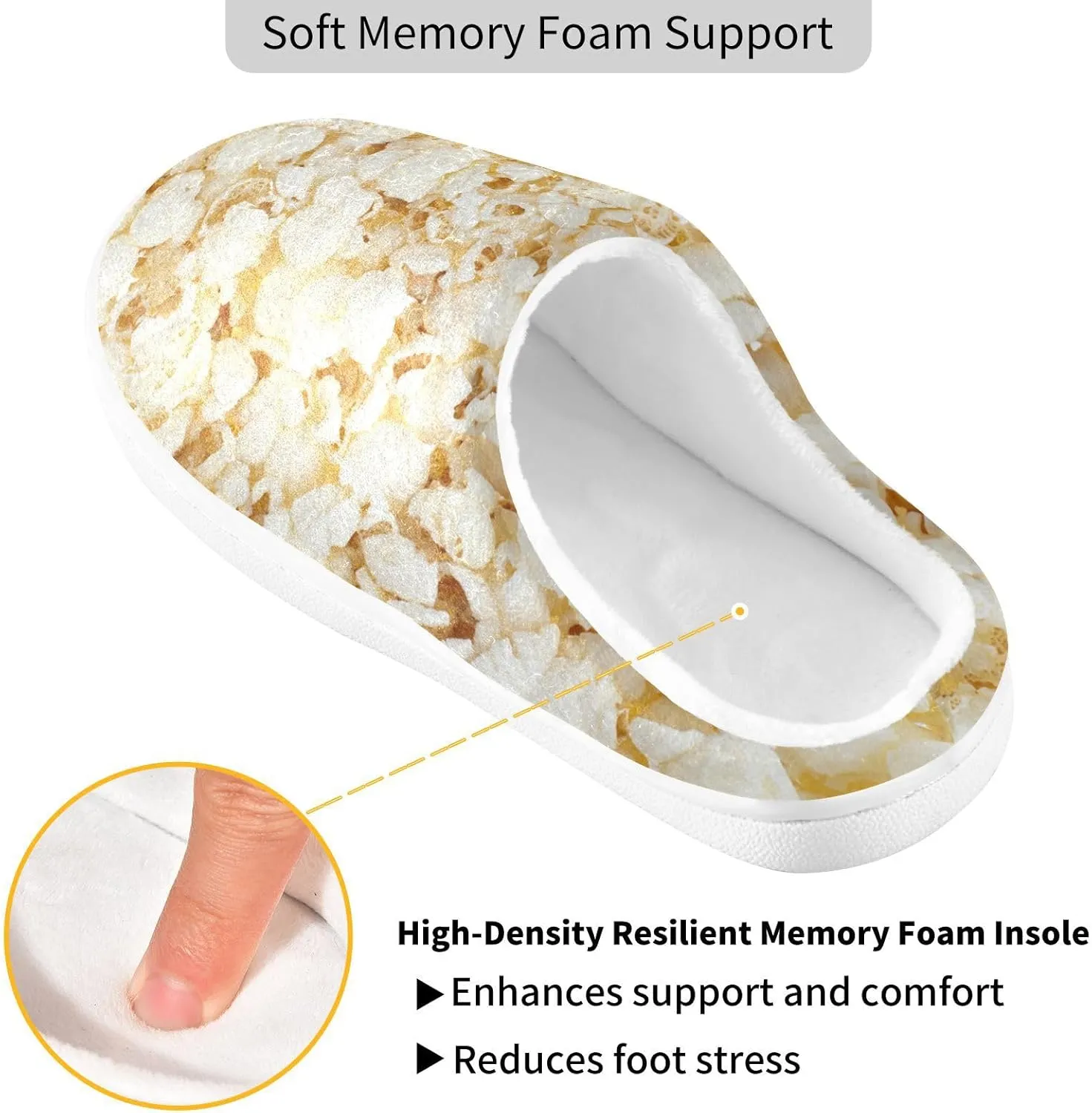 Unisex Memory Foam Slippers Non-Skid Slip-on Soft Warm Sole Fleece Shoes 6-17