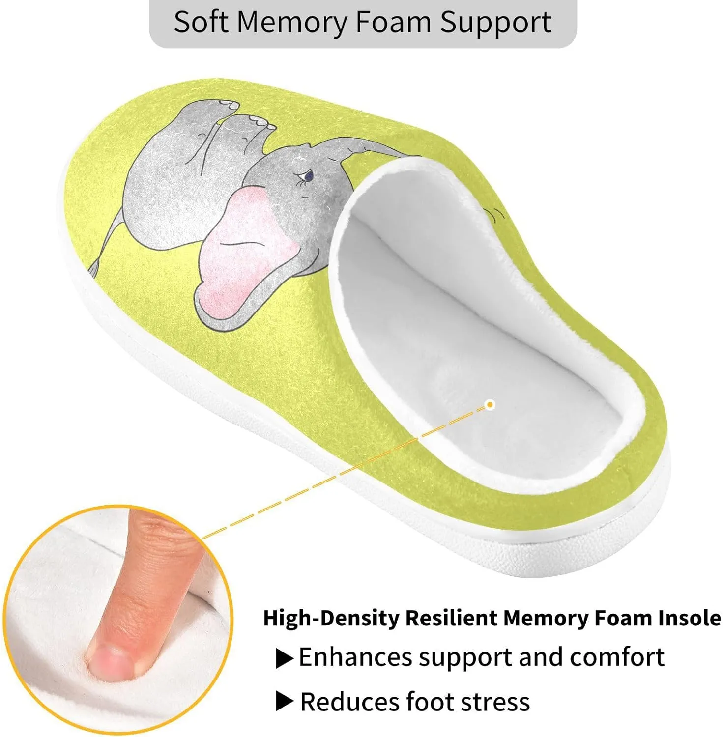 Unisex Memory Foam Slippers Non-Skid Slip-on Soft Warm Sole Fleece Shoes 6-17