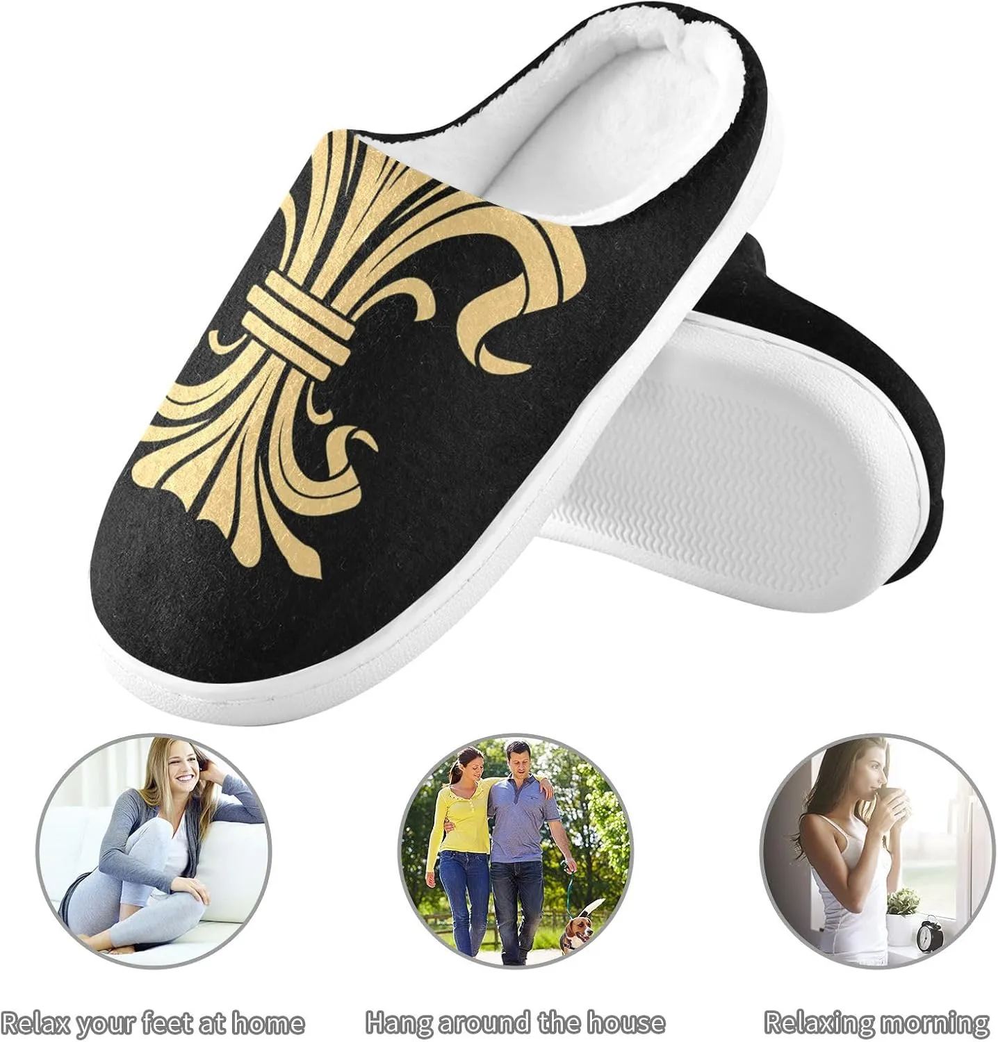 Unisex Memory Foam Slippers Non-Skid Slip-on Soft Warm Sole Fleece Shoes 6-17