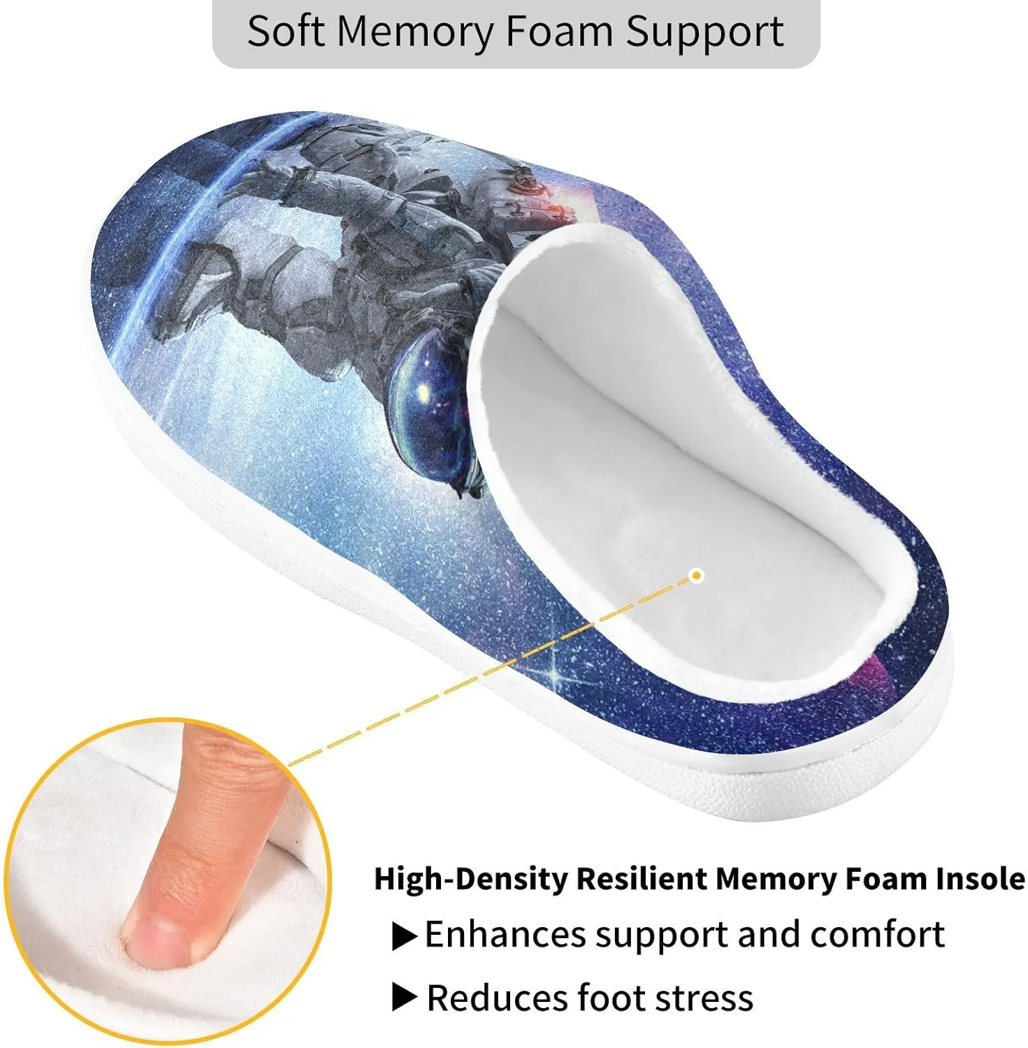 Unisex Memory Foam Slippers Non-Skid Slip-on Soft Warm Sole Fleece Shoes 6-17