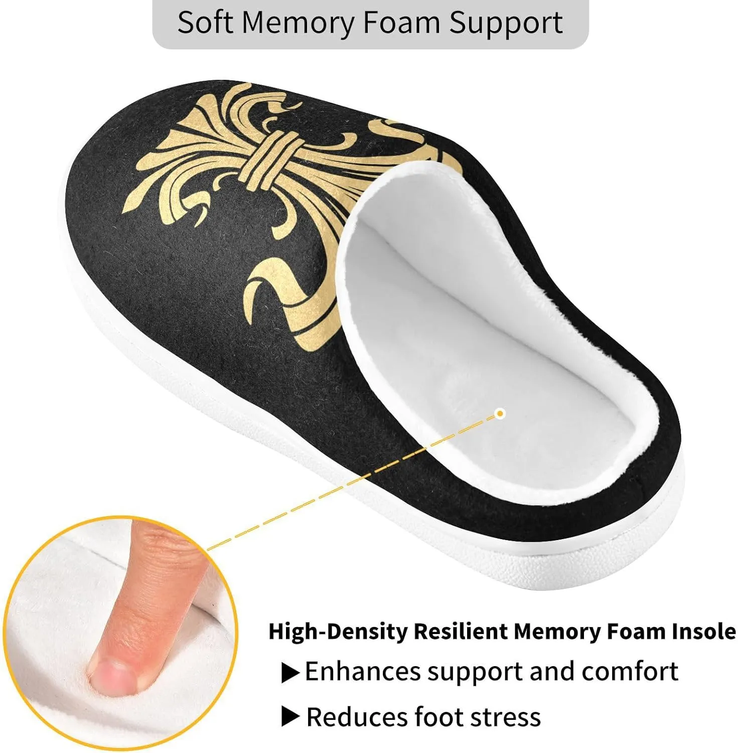 Unisex Memory Foam Slippers Non-Skid Slip-on Soft Warm Sole Fleece Shoes 6-17