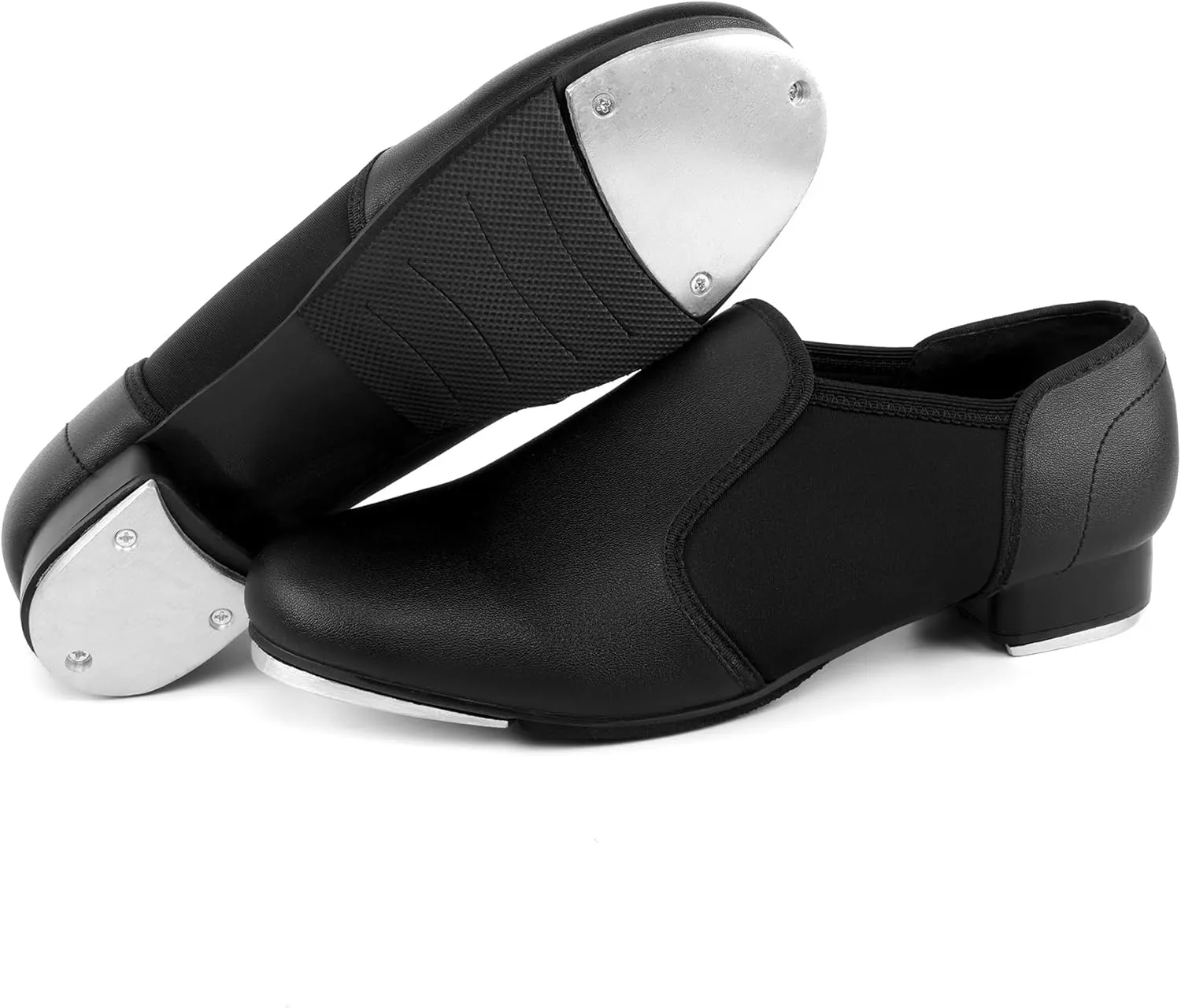 Unisex Tap Shoes PU Leather Slip On Dance Shoes for Women and Men