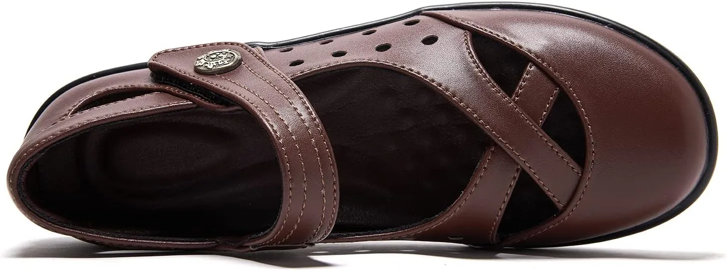 UZB Womens Mary Jane Shoes Slip On Loafers Leather Comfort Breathable Flats