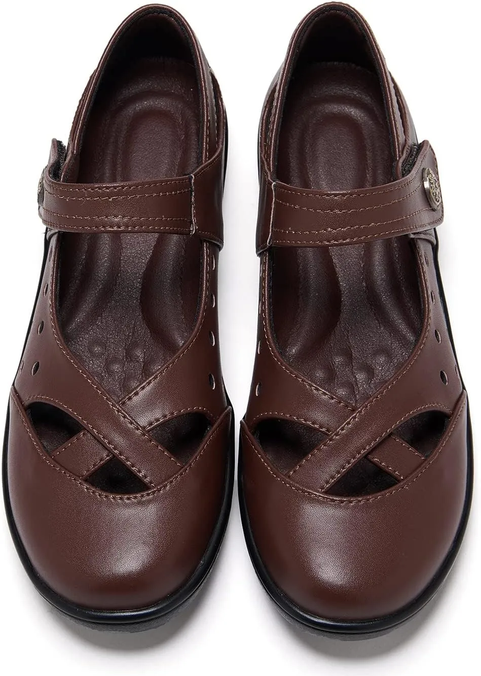 UZB Womens Mary Jane Shoes Slip On Loafers Leather Comfort Breathable Flats