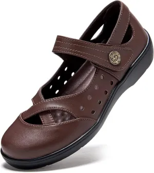 UZB Womens Mary Jane Shoes Slip On Loafers Leather Comfort Breathable Flats
