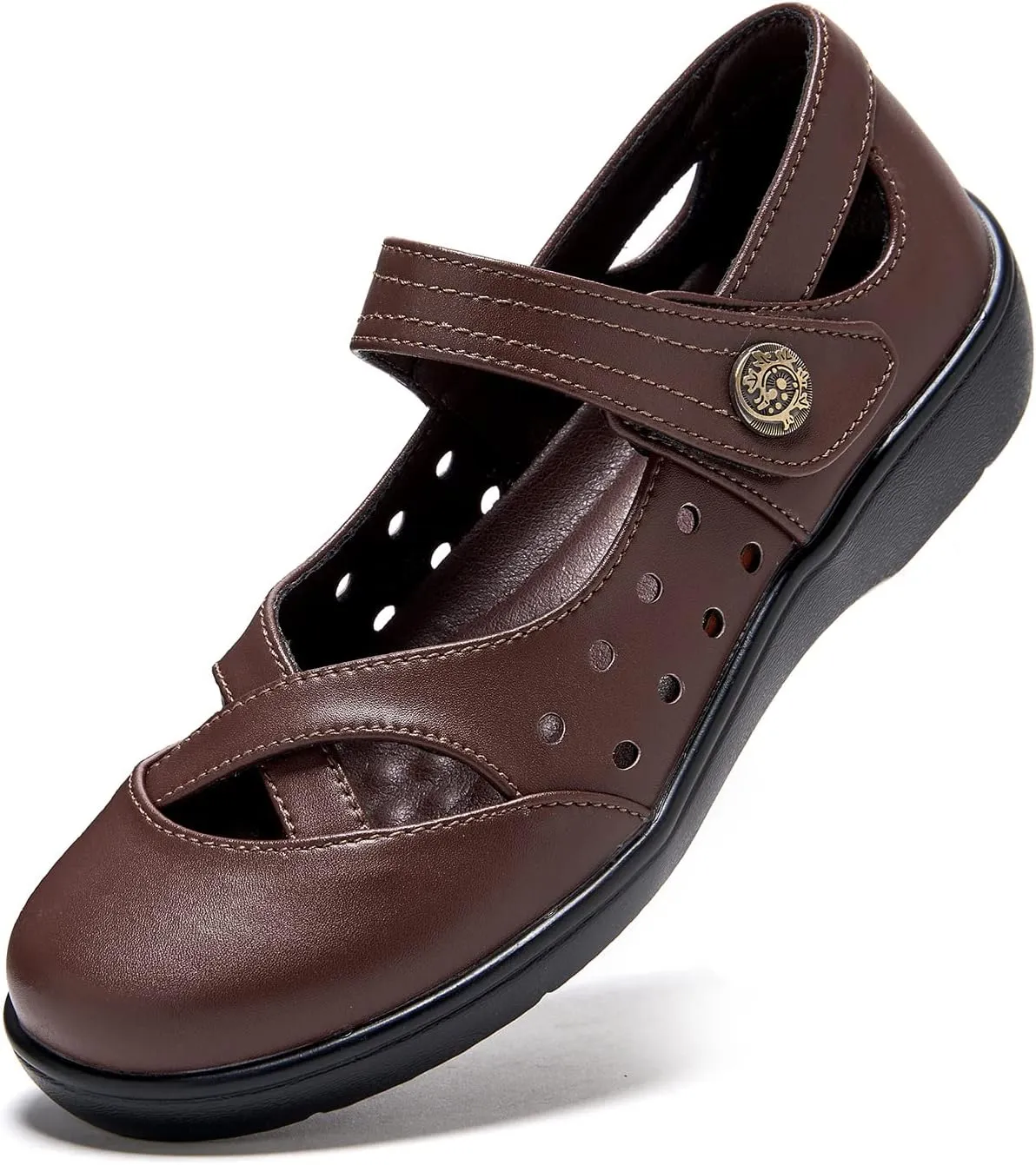 UZB Womens Mary Jane Shoes Slip On Loafers Leather Comfort Breathable Flats