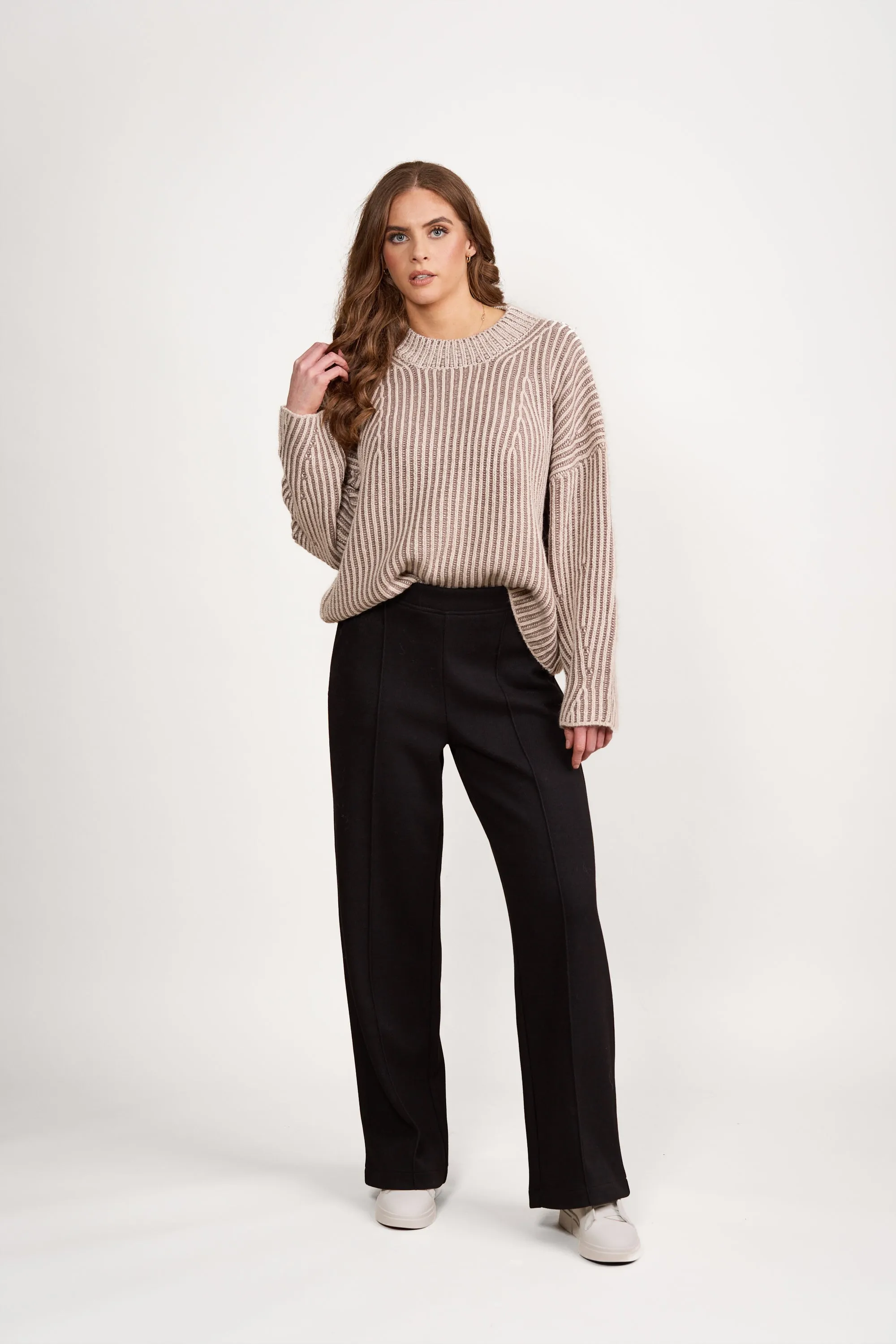 VASSALLI HIGH NECK 2 TONE SWEATER