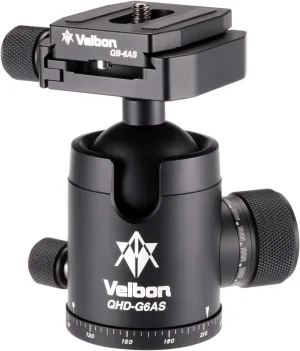Velbon 472960 QHD-G6AS Medium Size Base Diameter 2.0 inches (51 mm), Frame Stopper System, Torque Adjustment, Arca-Swiss Compatible, Aluminum