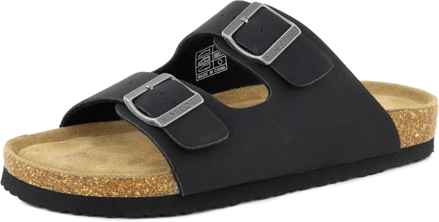 Verano Cork Sandals for Women – Cork Double Strap Sandals Women’s Summer Shoes – Comfortable Slide Sandals